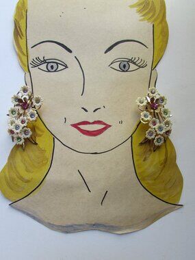 Vintage Emmons Clip Earrings Pastel Cascades